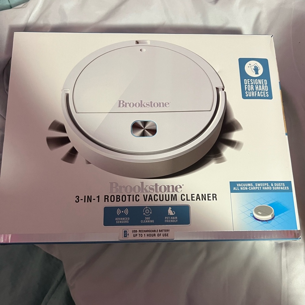Brookstone Robotic Vacuum Cleaner - White and Gray